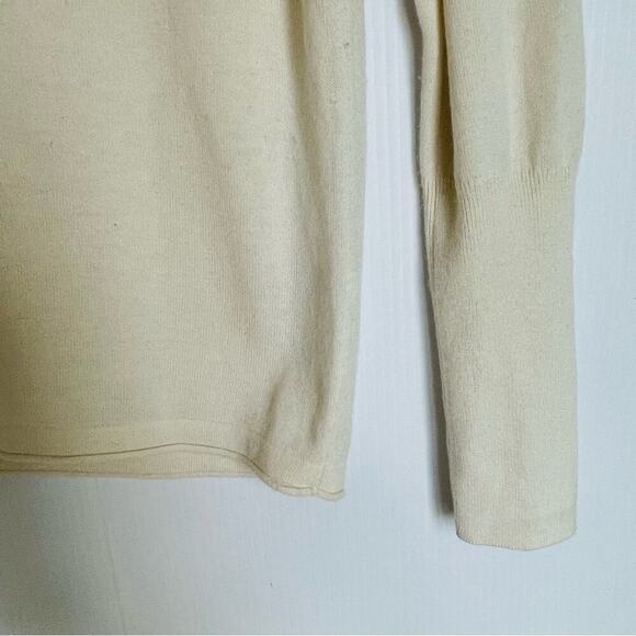 Title Nine sweater merino wool blend cowl neck long sleeve ivory colored size M - Picture 3 of 8